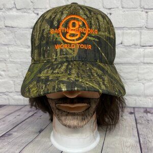 Garth Brooks World Tour Camo Hat Cap Strap Back Camouflage Orange Embroidered